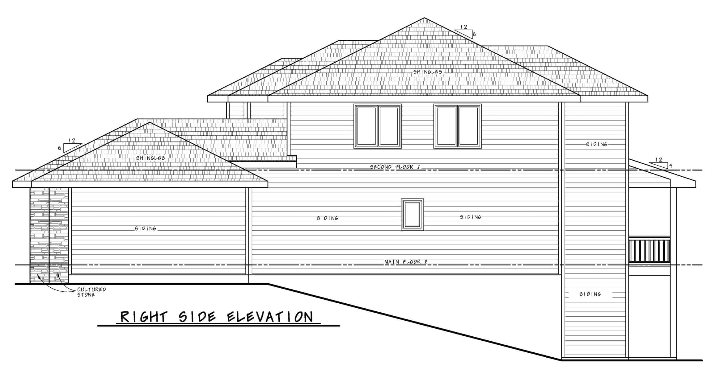 Home Plan Right Elevation of this 5-Bedroom,3296 Sq Ft Plan -120-2617