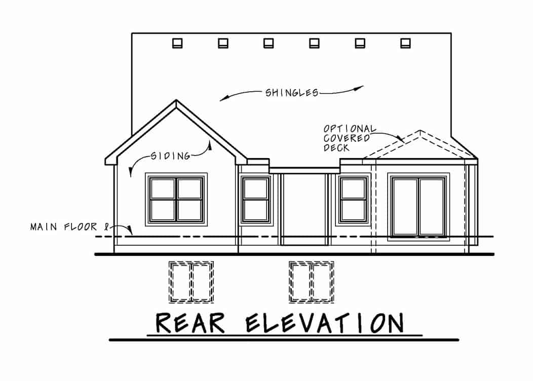 Home Plan Rear Elevation of this 2-Bedroom,1596 Sq Ft Plan -120-2633