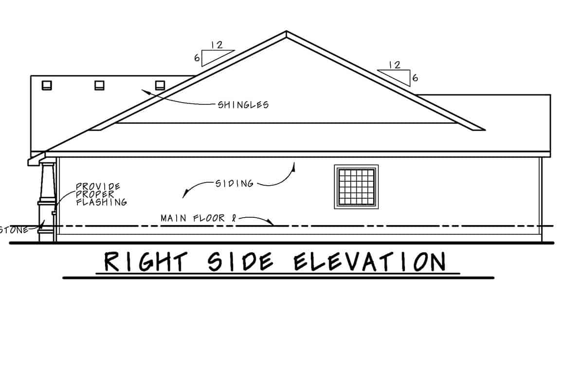 Home Plan Right Elevation of this 2-Bedroom,1596 Sq Ft Plan -120-2633