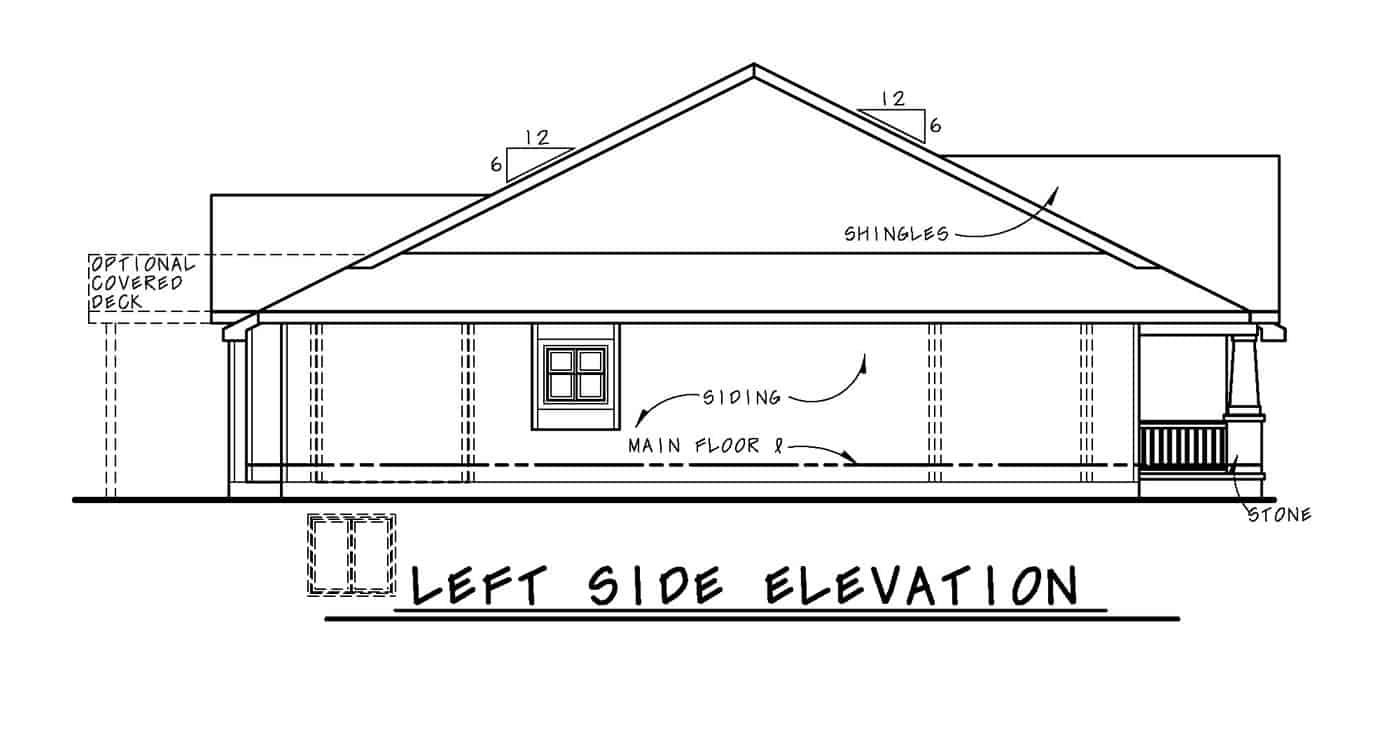 Home Plan Left Elevation of this 2-Bedroom,1596 Sq Ft Plan -120-2633