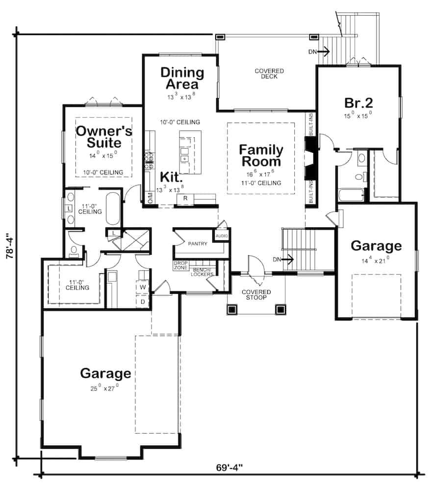 Floor Plan Main Level of Contemporary Plan #120-2636