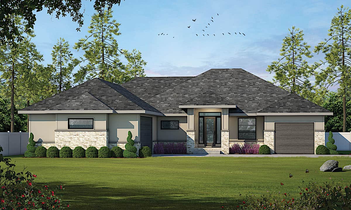 Contemporary Ranch home (ThePlanCollection: Plan #120-2636)