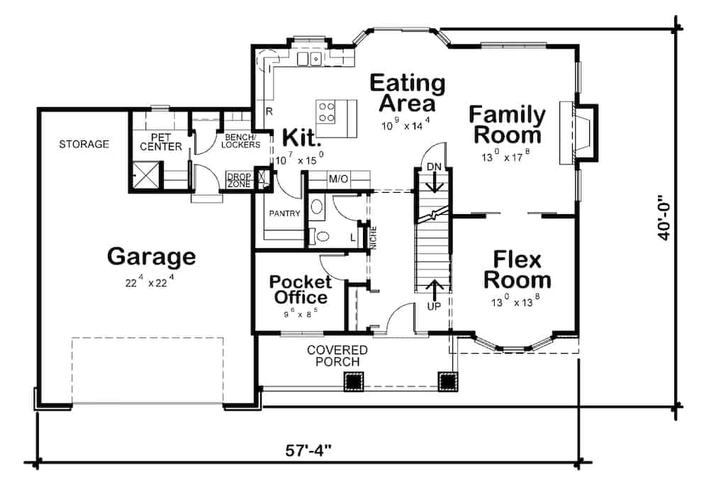 Floor Plan Main Level of Traditional Plan #120-2637