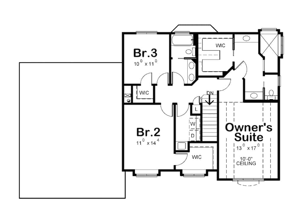 Floor Plan Upper Level of Traditional Plan #120-2637