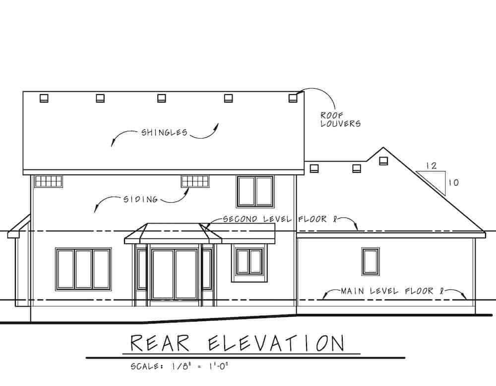 Home Plan Rear Elevation of this 3-Bedroom,2264 Sq Ft Plan -120-2637