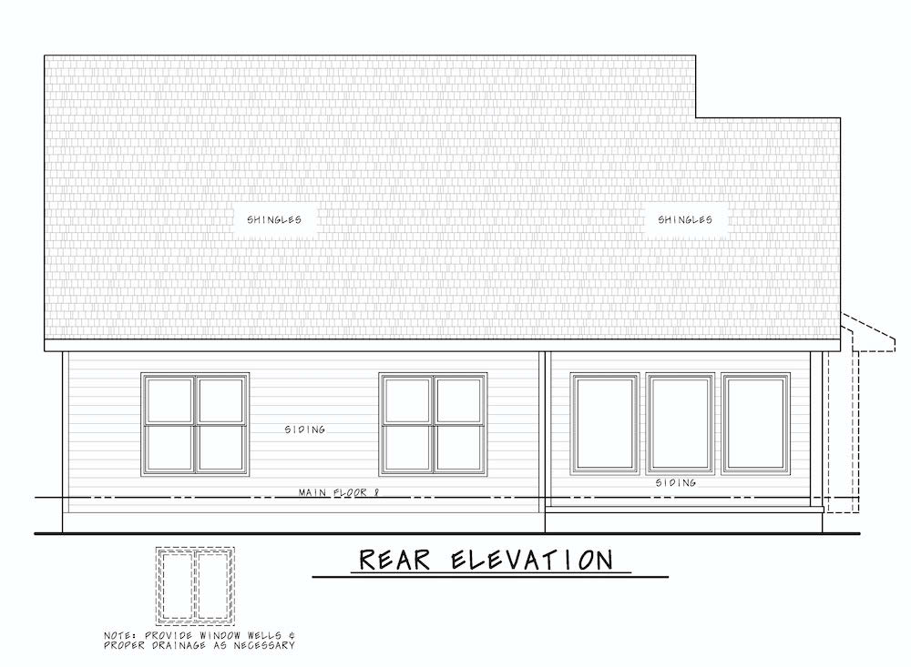 Home Plan Rear Elevation of this 4-Bedroom,2154 Sq Ft Plan -120-2641