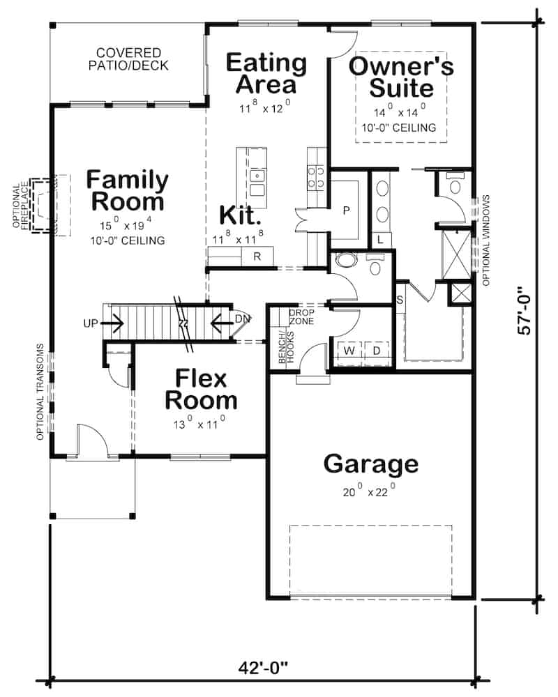 Floor Plan Main Level of Farmhouse Plan #120-2641