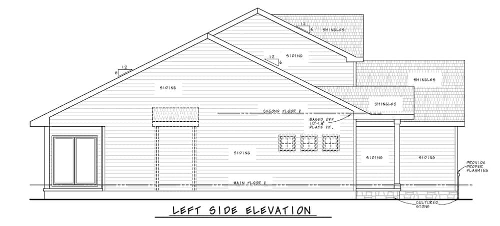 Home Plan Left Elevation of this 4-Bedroom,2154 Sq Ft Plan -120-2641