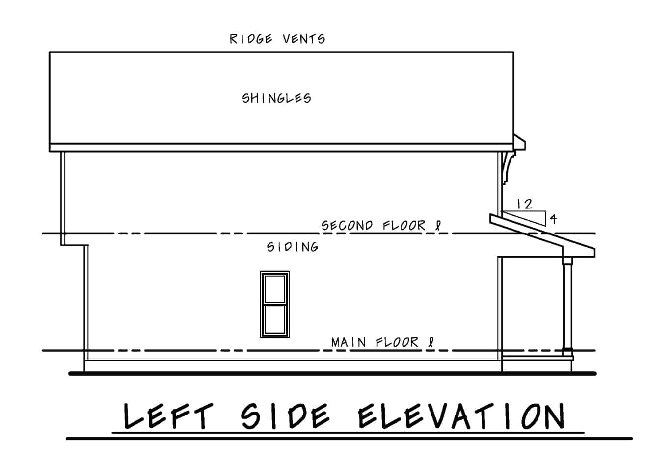 Home Plan Left Elevation of this 3-Bedroom,1600 Sq Ft Plan -120-2642