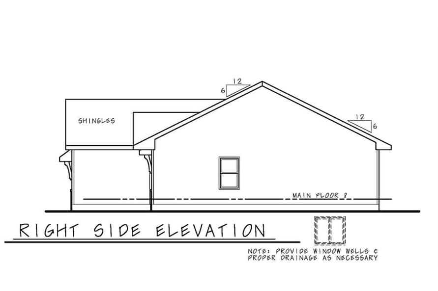 Home Plan Right Elevation of this 3-Bedroom,1176 Sq Ft Plan -120-2650