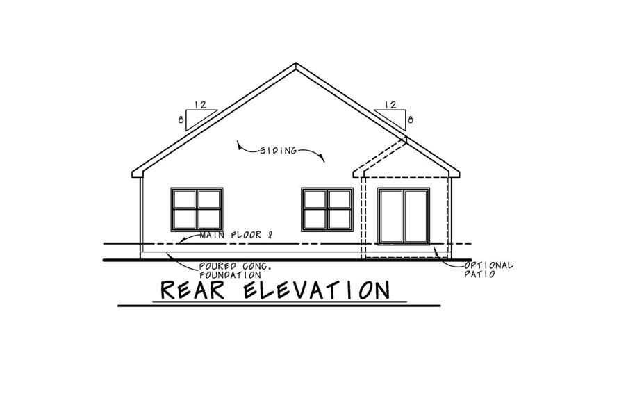 Home Plan Rear Elevation of this 2-Bedroom,1387 Sq Ft Plan -120-2651