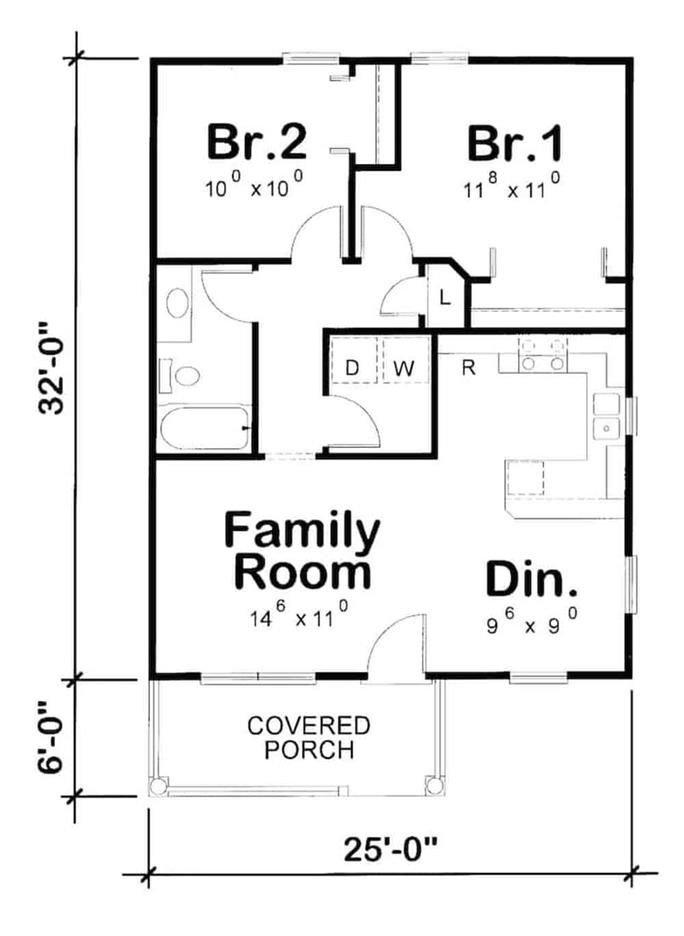 Cottage House 2 Bedrms 1 Baths 800 Sq Ft Plan 120 2655