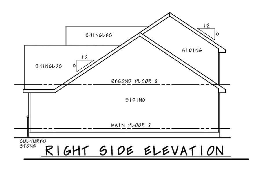 120-2663: Home Plan Right Elevation