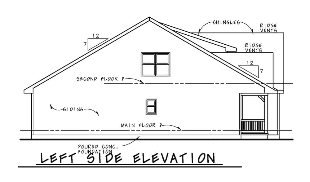 Home Plan Left Elevation of this 4-Bedroom,2114 Sq Ft Plan -120-2665