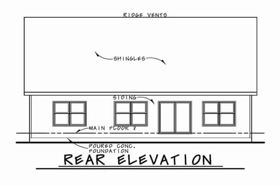 120-2665: Home Plan Rear Elevation