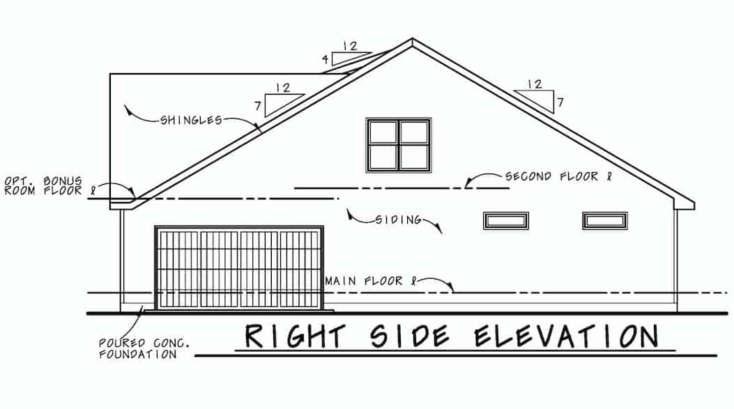 Home Plan Right Elevation of this 4-Bedroom,2114 Sq Ft Plan -120-2665