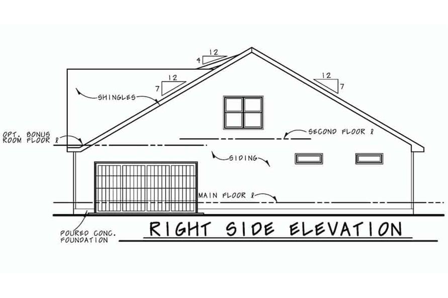 120-2665: Home Plan Right Elevation