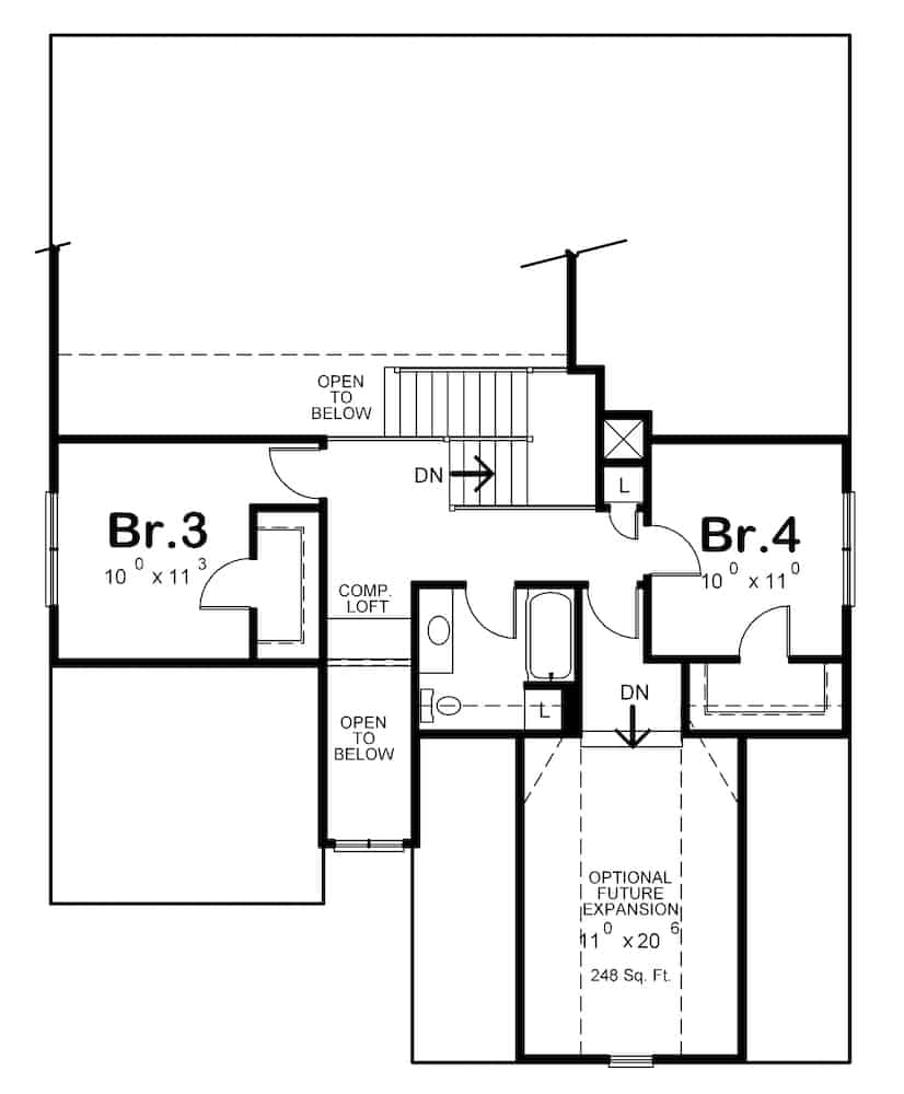 Floor Plan Upper Level of Contemporary Plan #120-2665
