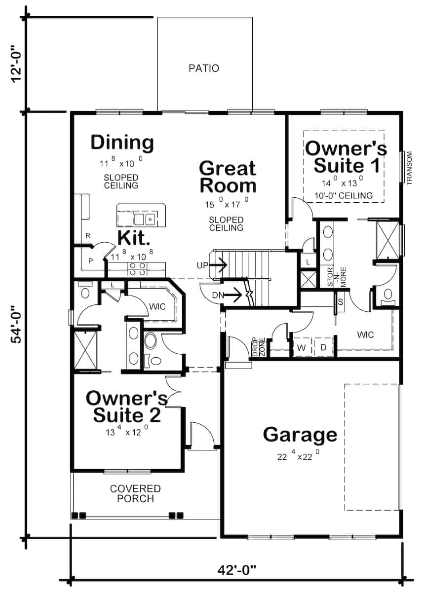 Floor Plan Main Level of Contemporary Plan #120-2665