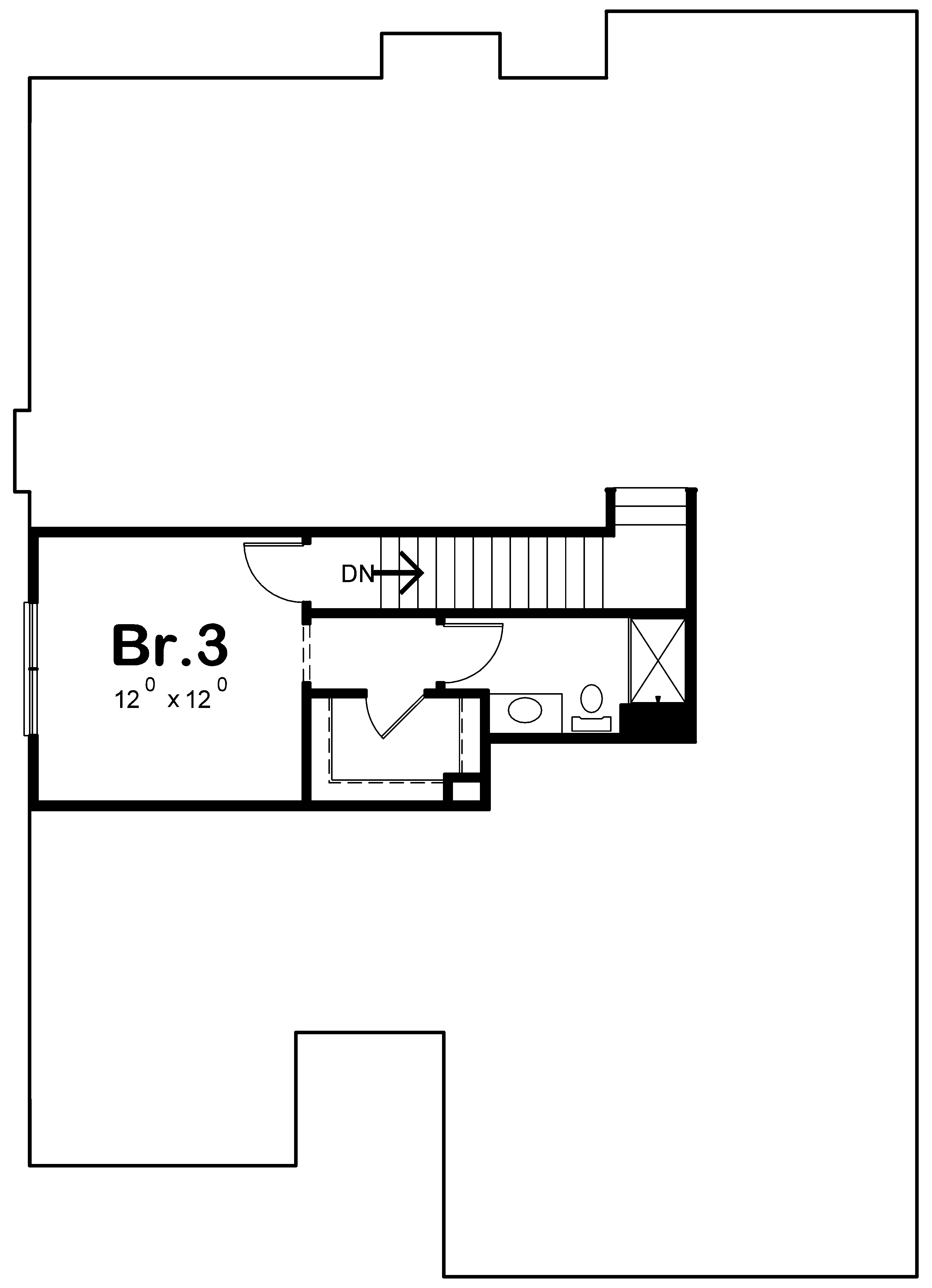 Floor Plan Upper Level of Farmhouse Plan #120-2666