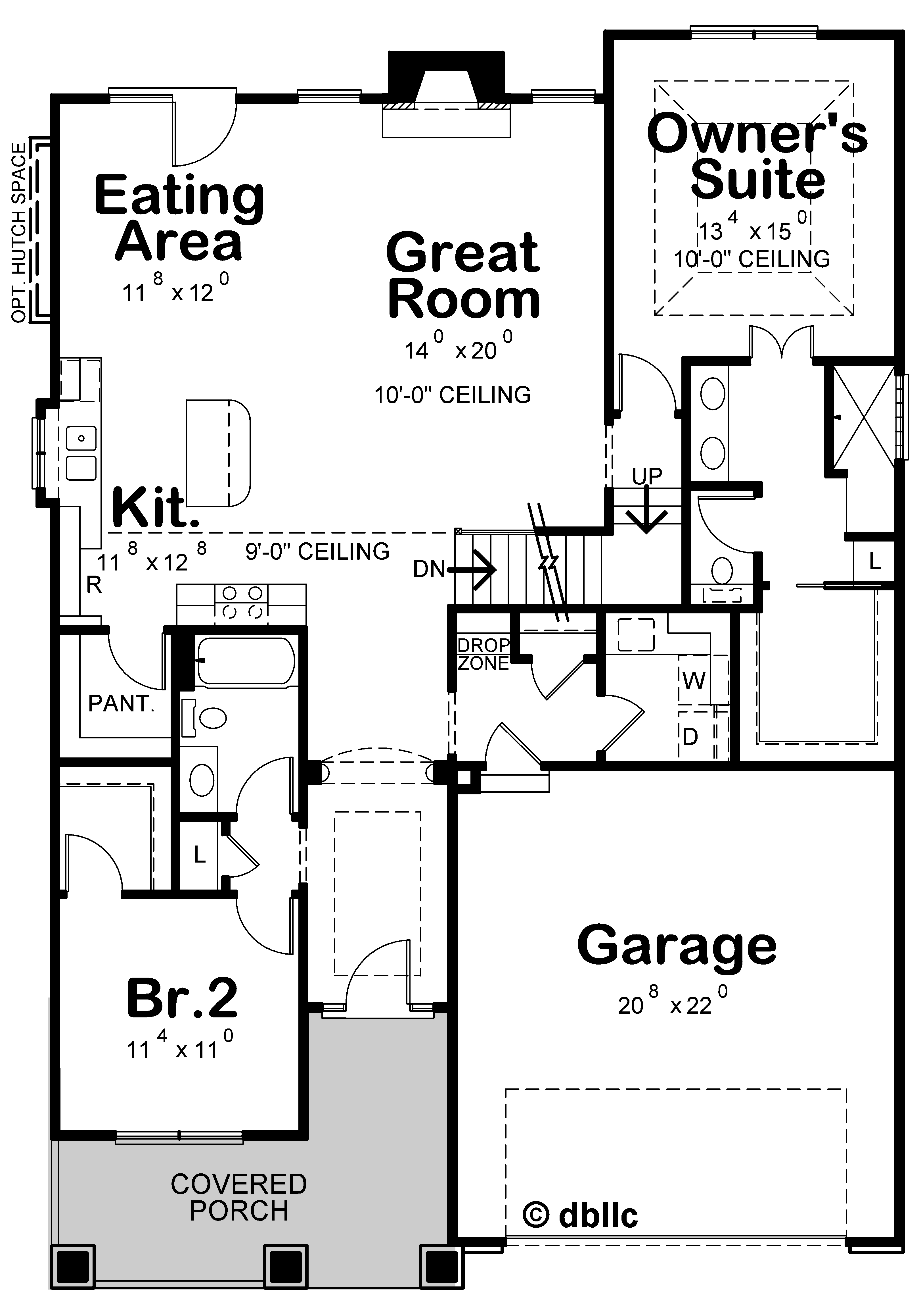 Main Level of Farmhouse Plan #120-2666