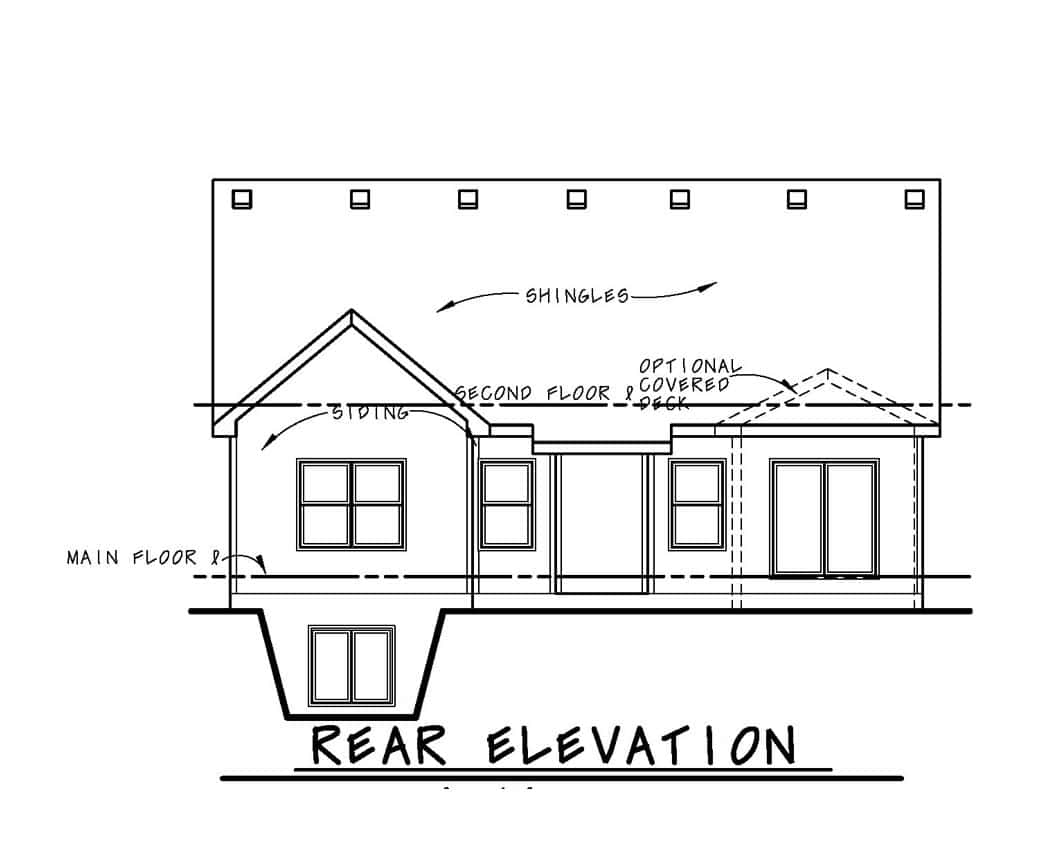 Home Plan Rear Elevation of this 3-Bedroom,1898 Sq Ft Plan -120-2666