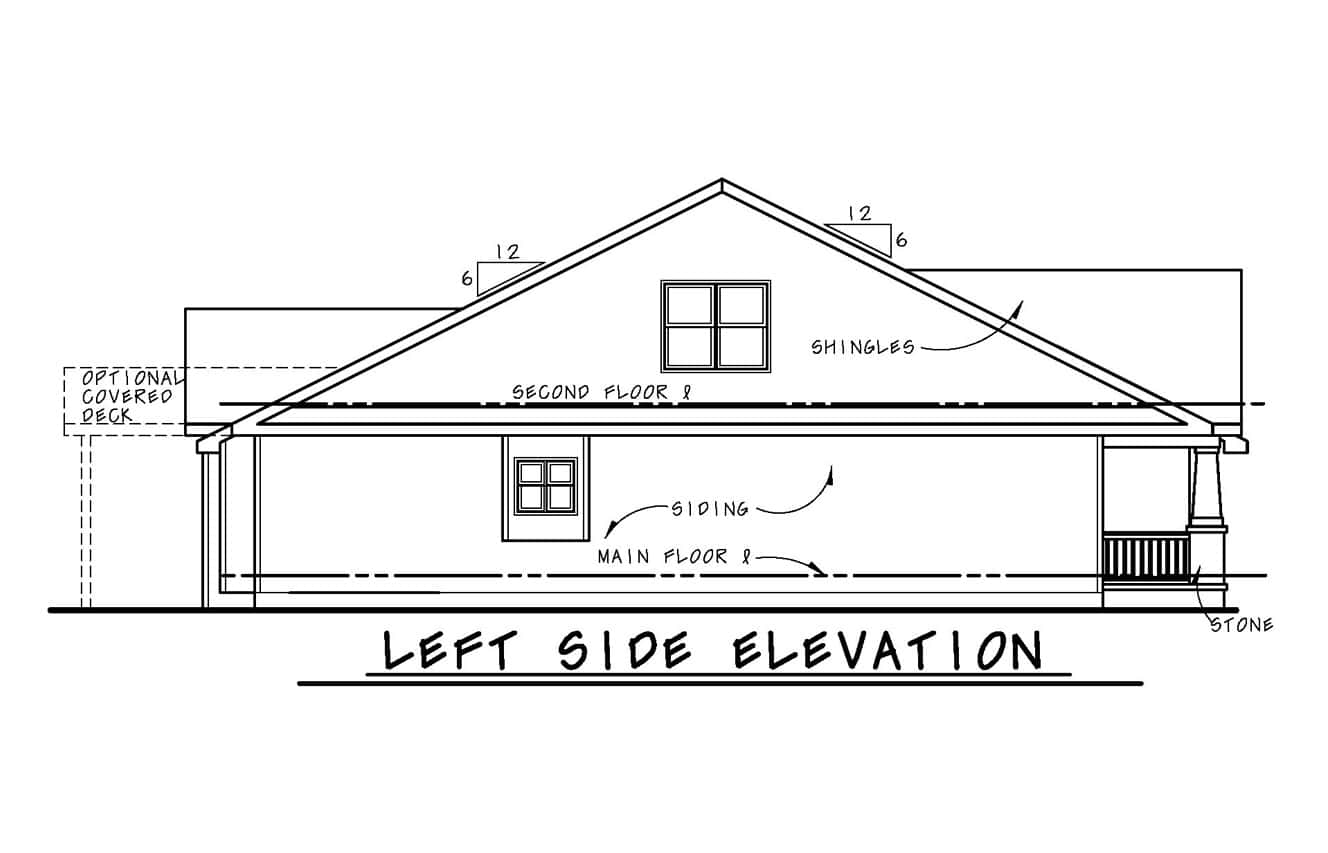 Home Plan Left Elevation of this 3-Bedroom,1898 Sq Ft Plan -120-2666