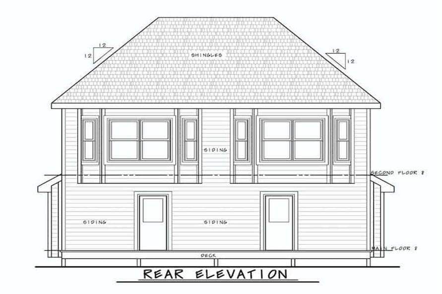 Home Plan Rear Elevation of this 2-Bedroom,1399 Sq Ft Plan -120-2679