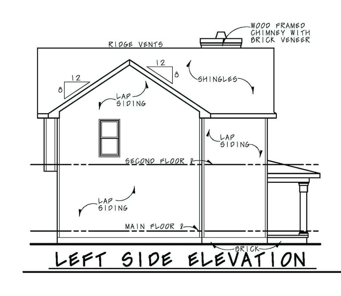 Home Plan Left Elevation of this 4-Bedroom,1826 Sq Ft Plan -120-2681