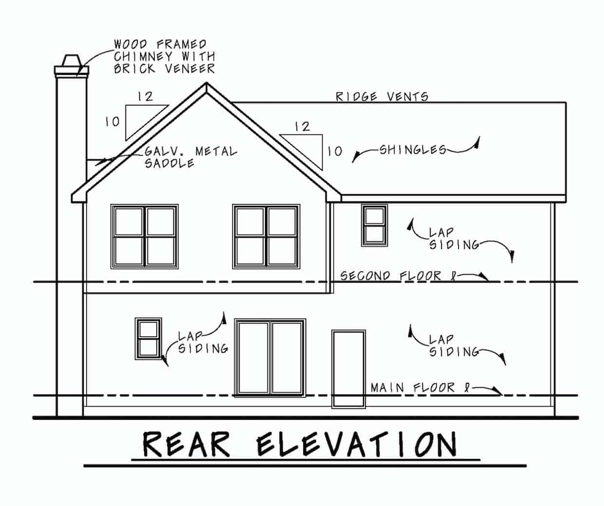 Home Plan Rear Elevation of this 4-Bedroom,1826 Sq Ft Plan -120-2681