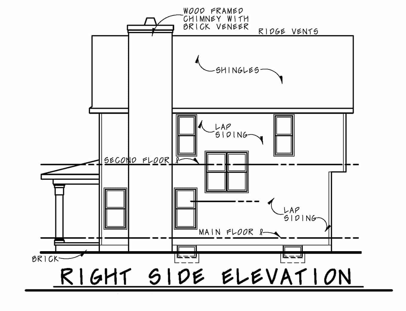 Home Plan Right Elevation of this 4-Bedroom,1826 Sq Ft Plan -120-2681
