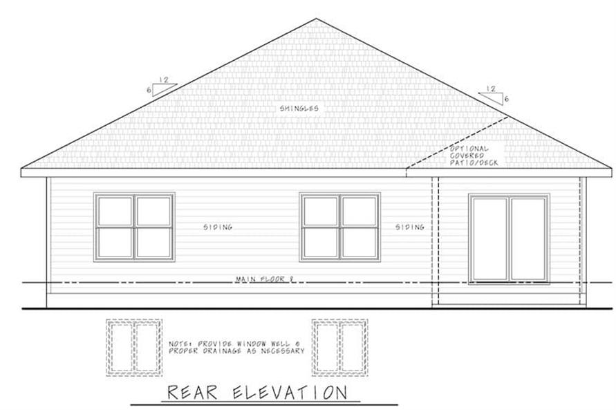 Home Plan Rear Elevation of this 3-Bedroom,1603 Sq Ft Plan -120-2682