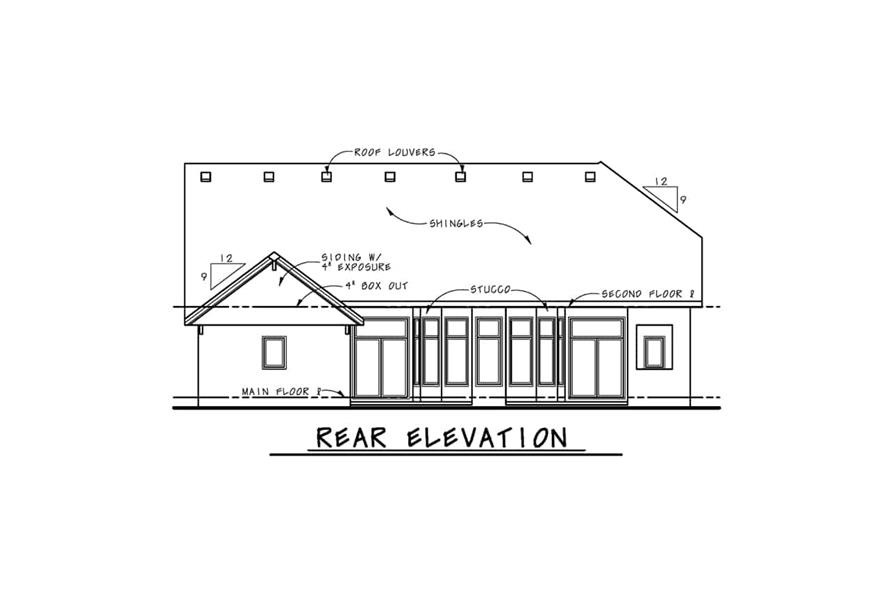 Home Plan Rear Elevation of this 3-Bedroom,2782 Sq Ft Plan -120-2685