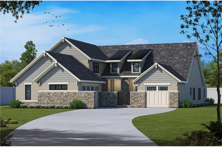 120-2685: Home Plan Rendering-Front View