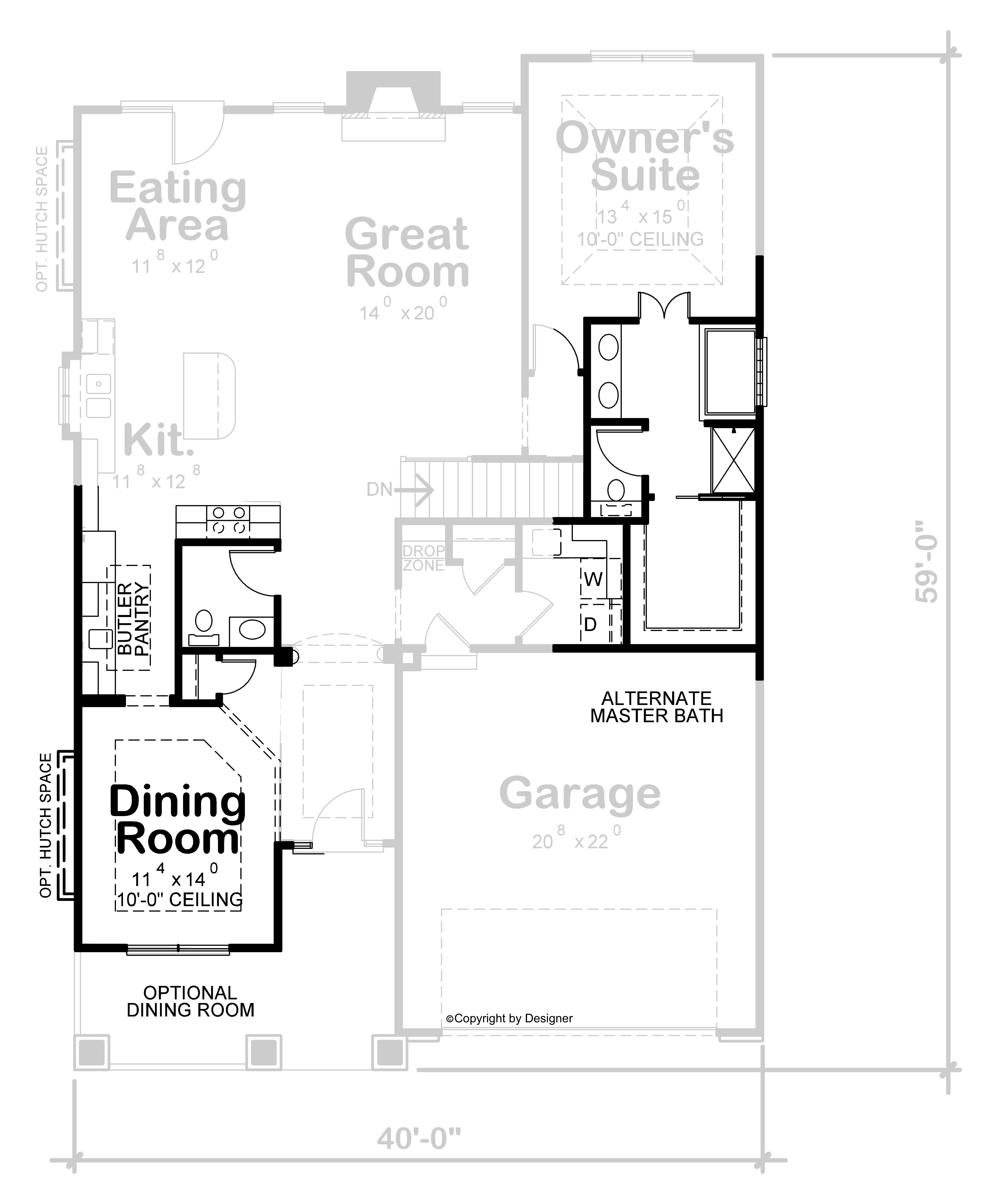 Main Level Options of Ranch Plan #120-2686