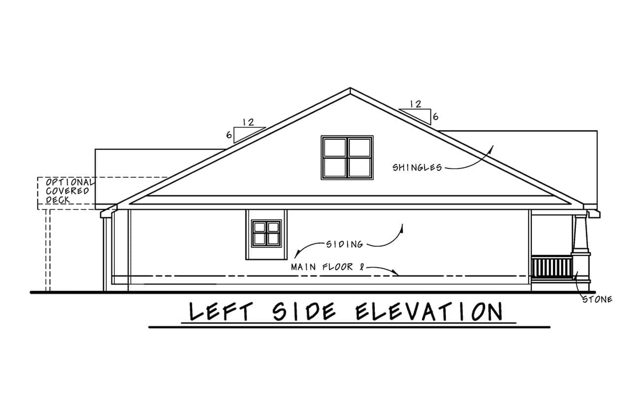 Home Plan Left Elevation of this 2-Bedroom,1596 Sq Ft Plan -120-2686