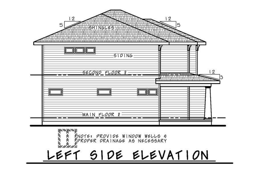 Home Plan Left Elevation of this 4-Bedroom,2321 Sq Ft Plan -120-2689