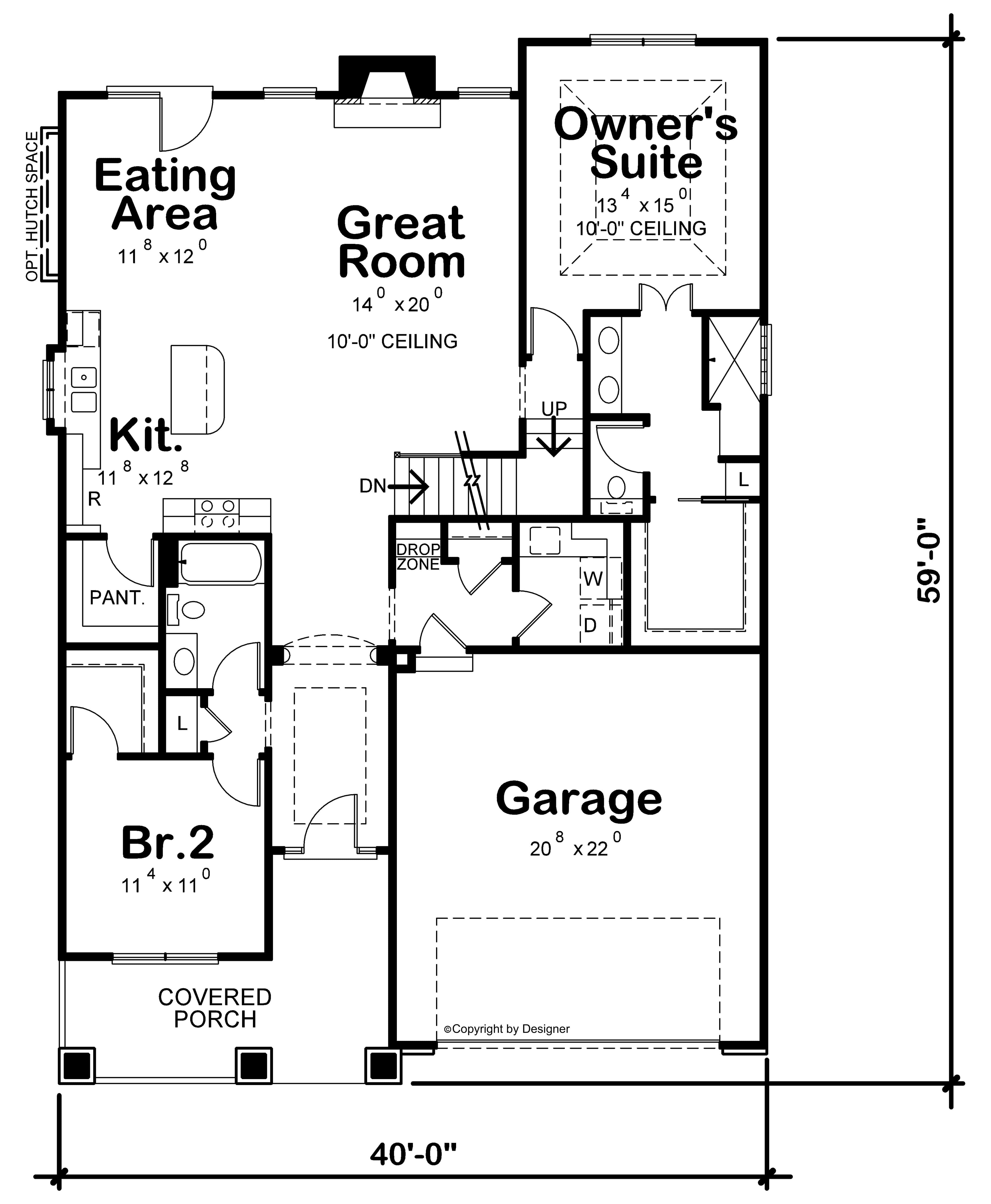 Main Level of Farmhouse Plan #120-2692