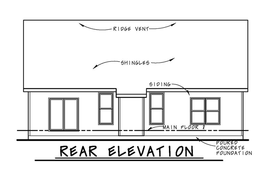 120-2696: Home Plan Rear Elevation