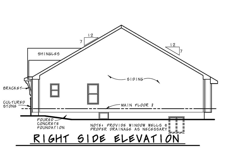 Home Plan Right Elevation of this 3-Bedroom,1642 Sq Ft Plan -120-2696