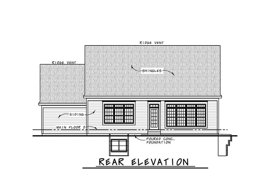 Home Plan Rear Elevation of this 2-Bedroom,1844 Sq Ft Plan -120-2697