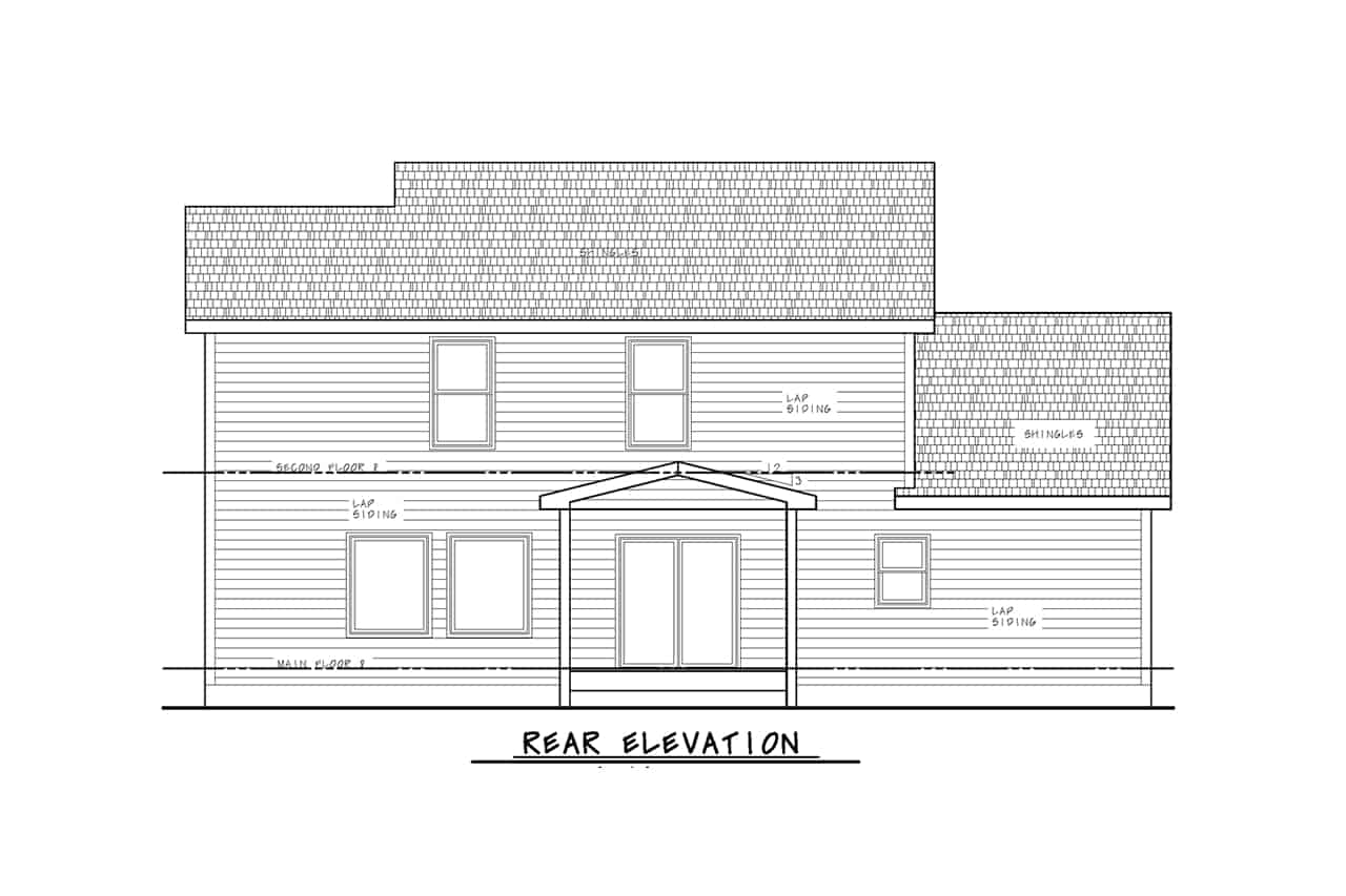 Home Plan Rear Elevation of this 4-Bedroom,2373 Sq Ft Plan -120-2705