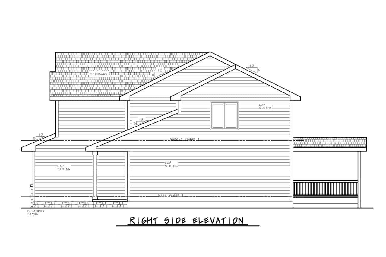 Home Plan Right Elevation of this 4-Bedroom,2373 Sq Ft Plan -120-2705