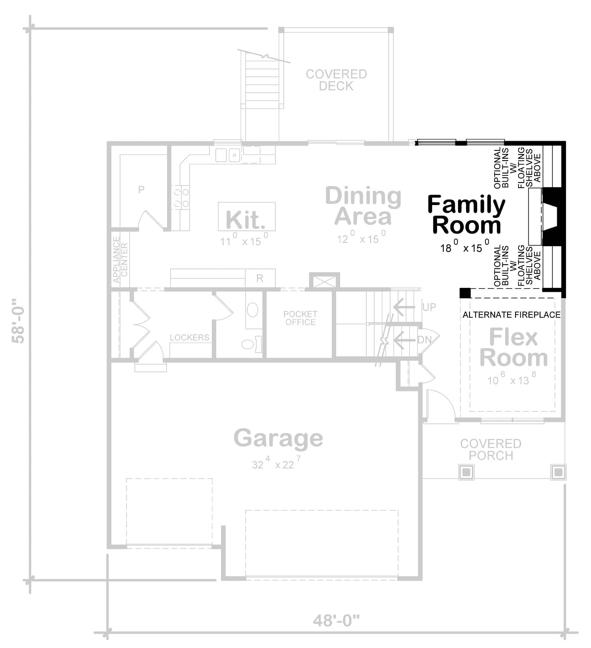 Main Level of Farmhouse Plan #120-2705