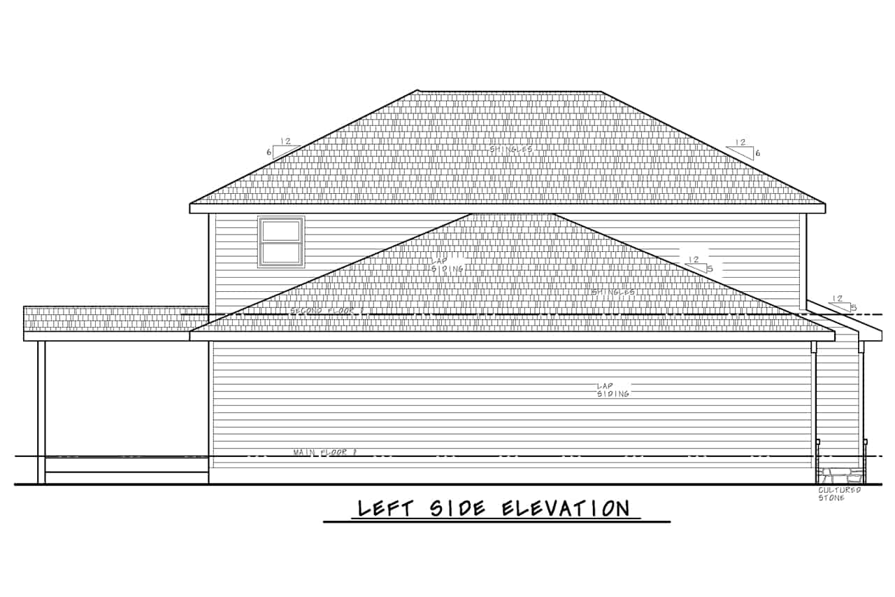 Home Plan Left Elevation of this 4-Bedroom,2373 Sq Ft Plan -120-2706