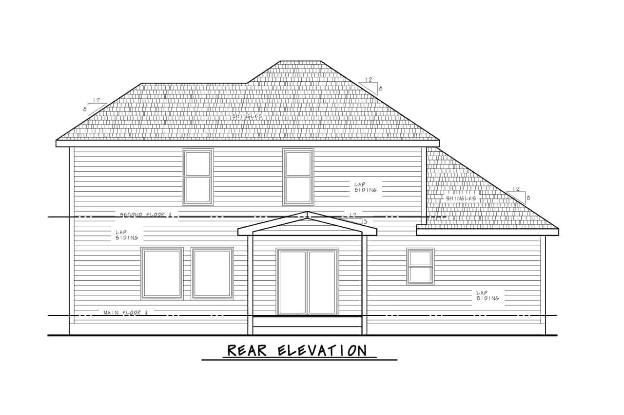 Home Plan Rear Elevation of this 4-Bedroom,2373 Sq Ft Plan -120-2706