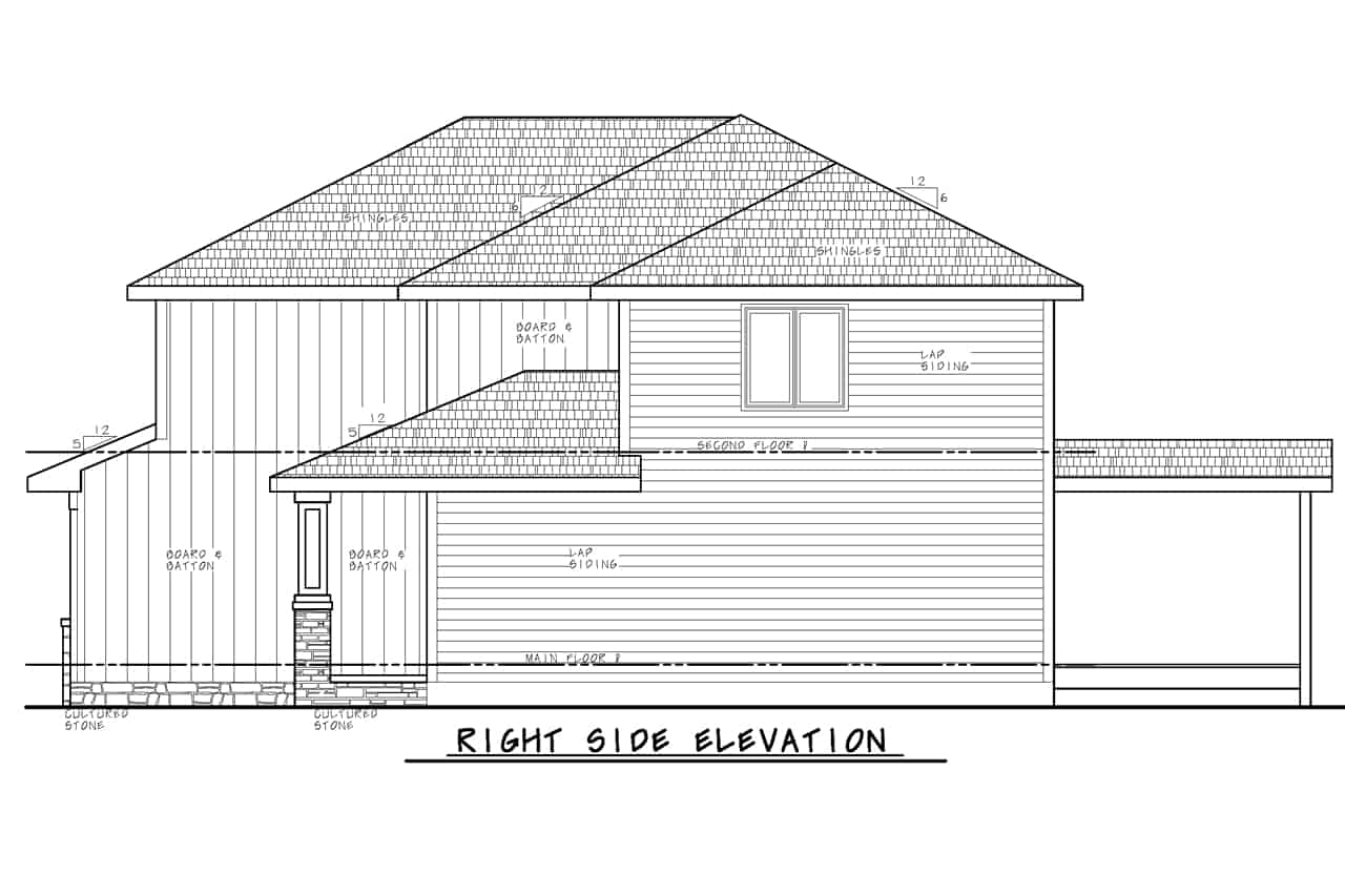 Home Plan Right Elevation of this 4-Bedroom,2373 Sq Ft Plan -120-2706