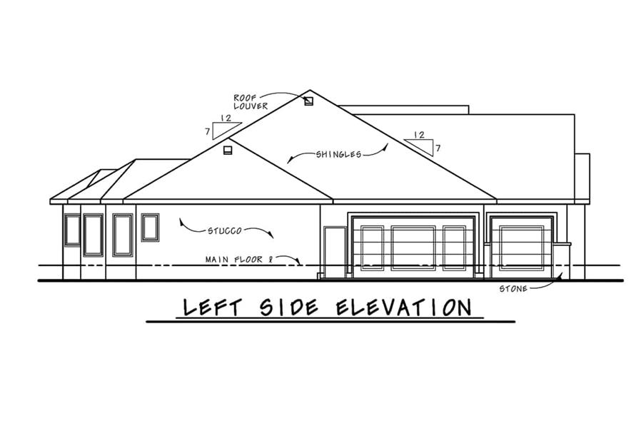 Home Plan Left Elevation of this 2-Bedroom,2632 Sq Ft Plan -120-2707
