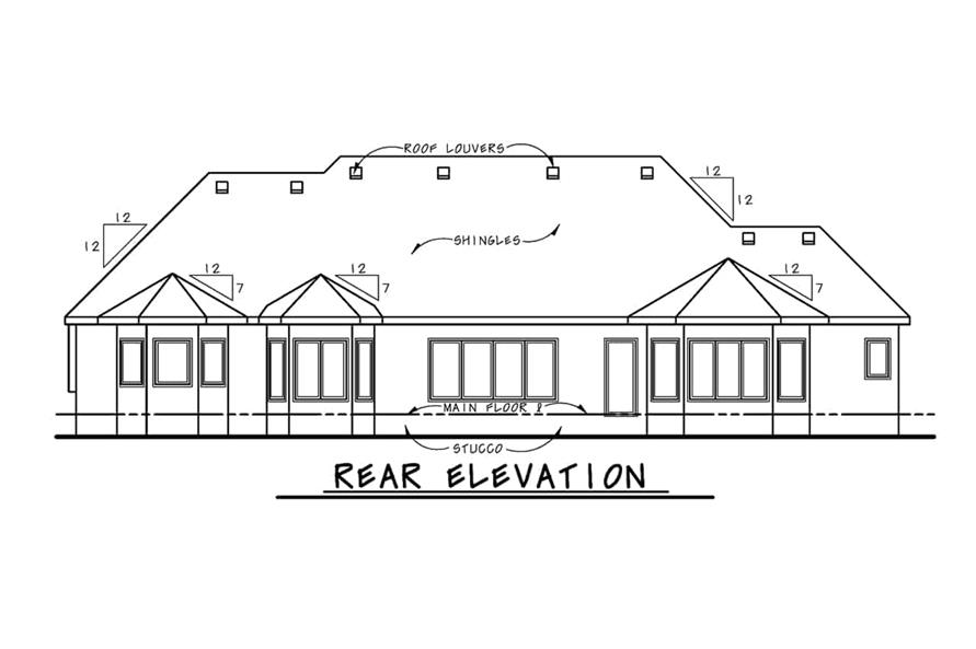Home Plan Rear Elevation of this 2-Bedroom,2632 Sq Ft Plan -120-2707