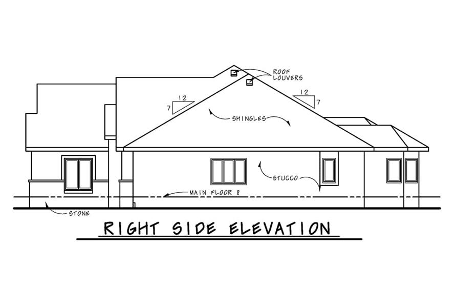 120-2707: Home Plan Right Elevation